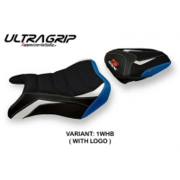 HOUSSE DE SELLE COMPATIBLE SUZUKI GSX S 750 (17-21) MODÈLE KYOTO SPECIAL COLOR - Logo : AVEC LOGO, Couleur : BLANC BLEU, Type : ULTRAGRIP