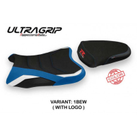 HOUSSE DE SELLE COMPATIBLE SUZUKI GSX R 600/750 (06-07) MODÈLE THASOS SPECIAL CO - Logo : AVEC LOGO, Type : ULTRAGRIP, Couleur : BLEU BLANC