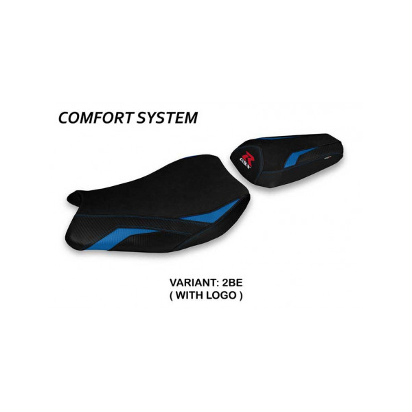 HOUSSE DE SELLE COMPATIBLE SUZUKI GSX R 1000 (17-21) MODÈLE PACECO - Couleur : BLEU, Type : CONFORT, Logo : AVEC LOGO