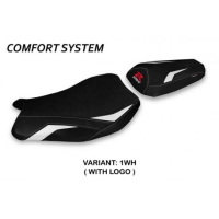 HOUSSE DE SELLE COMPATIBLE SUZUKI GSX R 1000 (17-21) MODÈLE PACECO - Logo : AVEC LOGO, Couleur : BLANC, Type : CONFORT