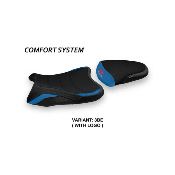 HOUSSE DE SELLE COMPATIBLE SUZUKI GSX R 600/750 (08-10) MODÈLE KAMEN - Couleur : BLEU, Type : CONFORT, Logo : AVEC LOGO