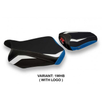 HOUSSE DE SELLE COMPATIBLE SUZUKI GSX R 600/750 (11-20) MODÈLE MANILLE SPECIAL C - Logo : AVEC LOGO, Couleur : BLANC BLEU, Type : STANDARD