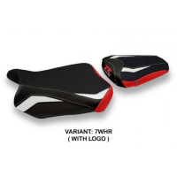 HOUSSE DE SELLE COMPATIBLE SUZUKI GSX R 600/750 (11-20) MODÈLE MANILLE SPECIAL C - Logo : AVEC LOGO, Couleur : BLANC BLEU, Type : STANDARD