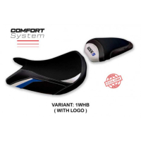 HOUSSE DE SELLE COMPATIBLE SUZUKI GSX S 1000 (21-22) MODÈLE LINDI SPECIAL COLOR - Logo : AVEC LOGO, Couleur : BLEU JAUNE, Type : CONFORT