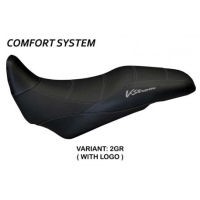 HOUSSE DE SELLE COMPATIBLE SUZUKI V-STROM 1000 (14-19) MODÈLE AGRIGENTO - Type : CONFORT, Logo : AVEC LOGO, Couleur : GRIS GRIS
