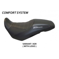HOUSSE DE SELLE COMPATIBLE SUZUKI V-STROM 650 (17-22) MODÈLE GEORGIA - Couleur : BLEU, Type : CONFORT, Logo : AVEC LOGO