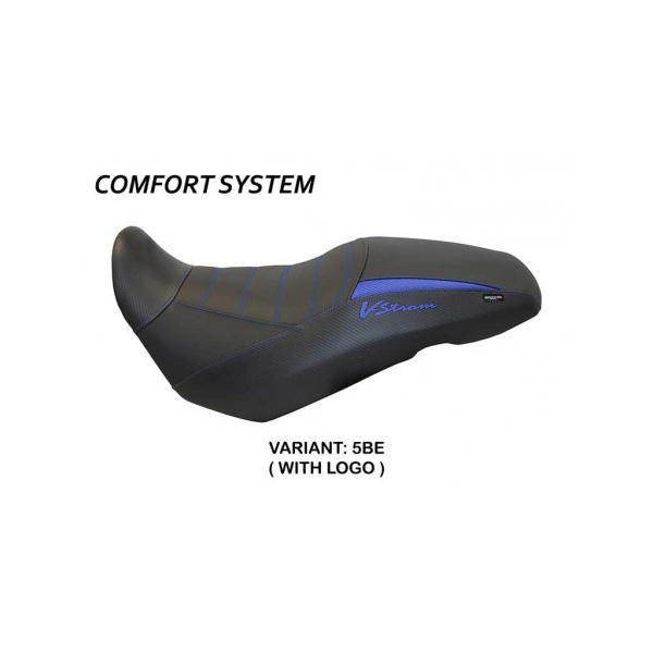 HOUSSE DE SELLE COMPATIBLE SUZUKI V-STROM 650 (17-22) MODÈLE GEORGIA - Logo : AVEC LOGO, Couleur : NOIR, Type : CONFORT