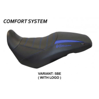 HOUSSE DE SELLE COMPATIBLE SUZUKI V-STROM 650 (17-22) MODÈLE GEORGIA - Couleur : BLANC, Type : CONFORT, Logo : AVEC LOGO