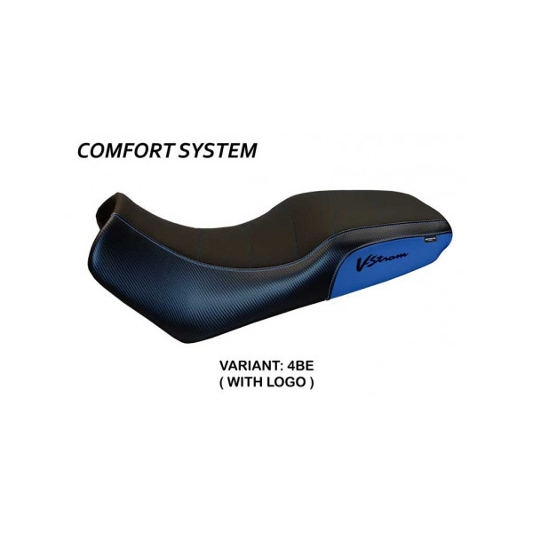 HOUSSE DE SELLE COMPATIBLE SUZUKI V-STROM 1000 DL (02-08) MODÈLE MELITO - Logo : AVEC LOGO, Couleur : BLEU, Type : CONFORT