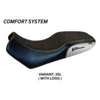 HOUSSE DE SELLE COMPATIBLE SUZUKI V-STROM 1000 DL (02-08) MODÈLE MELITO - Couleur : BLEU, Type : CONFORT, Logo : AVEC LOGO