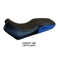 HOUSSE DE SELLE COMPATIBLE SUZUKI V-STROM 1000 DL (02-08) MODÈLE MELITO - Couleur : BLEU, Type : CONFORT, Logo : AVEC LOGO