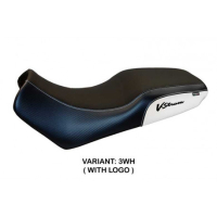 HOUSSE DE SELLE COMPATIBLE SUZUKI V-STROM 1000 DL (02-08) MODÈLE MELITO - Couleur : BLEU, Type : CONFORT, Logo : AVEC LOGO