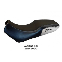 HOUSSE DE SELLE COMPATIBLE SUZUKI V-STROM 1000 DL (02-08) MODÈLE MELITO - Type : CONFORT, Logo : AVEC LOGO, Couleur : ARGENT