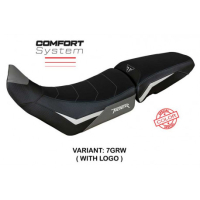 HOUSSE DE SELLE COMPATIBLE TRIUMPH TIGER 900 (20-22) MODÈLE DOVER - Logo : AVEC LOGO, Couleur : ARGENT, Type : CONFORT