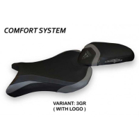 HOUSSE DE SELLE COMPATIBLE TRIUMPH STREET TRIPLE (17-22) MODÈLE MOLINA 1 - Type : CONFORT, Logo : AVEC LOGO, Couleur : GRIS GRIS
