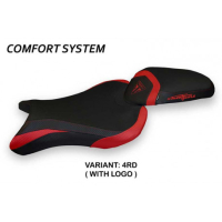 HOUSSE DE SELLE COMPATIBLE TRIUMPH STREET TRIPLE (17-22) MODÈLE MOLINA 1 - Logo : AVEC LOGO, Couleur : ROUGE, Type : CONFORT