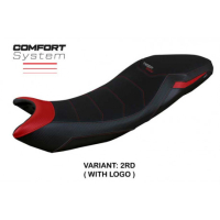 HOUSSE DE SELLE COMPATIBLE TRIUMPH TIGER 660 (21-22) MODÈLE DERRY - Logo : AVEC LOGO, Couleur : NOIR, Type : CONFORT