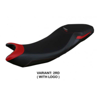 HOUSSE DE SELLE COMPATIBLE TRIUMPH TIGER 660 (21-22) MODÈLE DERRY - Logo : AVEC LOGO, Couleur : NOIR, Type : CONFORT