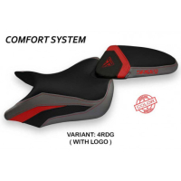 HOUSSE DE SELLE COMPATIBLE TRIUMPH SPEED TRIPLE (16-21) MODÈLE MAGLIE SPECIAL CO - Type : CONFORT, Logo : AVEC LOGO, Couleur : ROUGE GRIS