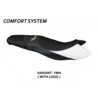 HOUSSE DE SELLE COMPATIBLE TRIUMPH STREET TRIPLE (07-12) MODÈLE MORRIS 1 - Logo : AVEC LOGO, Couleur : ROUGE, Type : CONFORT