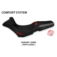 HOUSSE DE SELLE COMPATIBLE TRIUMPH TIGER 1050 SPORT (13-20) MODÈLE GERGEI SPECI - Type : CONFORT, Logo : AVEC LOGO, Couleur : GRIS ROUGE