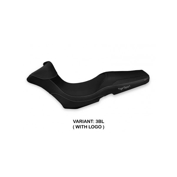HOUSSE DE SELLE COMPATIBLE  TRIUMPH TIGER 1050 SPORT (13-20) MODÈLE JULFA - Logo : AVEC LOGO, Couleur : NOIR, Type : STANDARD