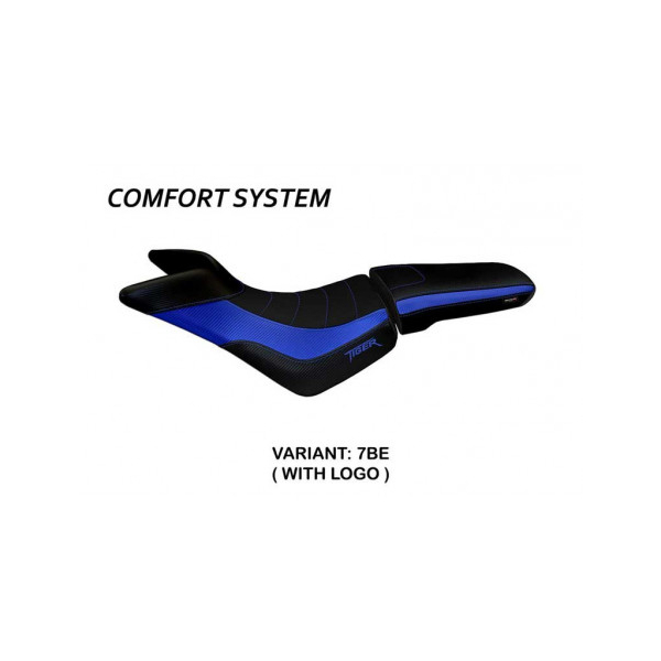 HOUSSE DE SELLE COMPATIBLE TRIUMPH TIGER 800/800 XC (10-20) MODÈLE PADOVA - Logo : AVEC LOGO, Couleur : NOIR, Type : CONFORT