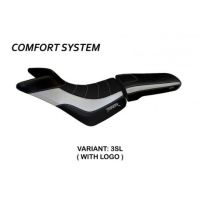 HOUSSE DE SELLE COMPATIBLE TRIUMPH TIGER 800/800 XC (10-20) MODÈLE PADOVA - Logo : AVEC LOGO, Couleur : NOIR, Type : CONFORT