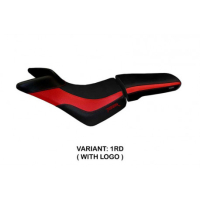 HOUSSE DE SELLE COMPATIBLE TRIUMPH TIGER 800/800 XC (10-20) MODÈLE PADOVA - Logo : AVEC LOGO, Couleur : BLANC, Type : CONFORT