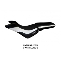 HOUSSE DE SELLE COMPATIBLE TRIUMPH TIGER 800/800 XC (10-20) MODÈLE PADOVA - Logo : AVEC LOGO, Couleur : BLANC, Type : CONFORT