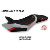 HOUSSE DE SELLE COMPATIBLE TRIUMPH SPEED TRIPLE (11-15) MODÈLE GHIBELLINA SPECIA - Logo : AVEC LOGO, Couleur : ARGENT ROUGE, Type : CONFORT 