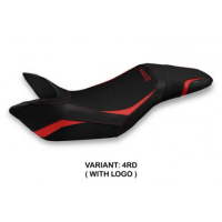 HOUSSE DE SELLE COMPATIBLE TRIUMPH SPEED TRIPLE (11-15) MODÈLE HEIC 1 - Logo : AVEC LOGO, Couleur : BLANC, Type : STANDARD