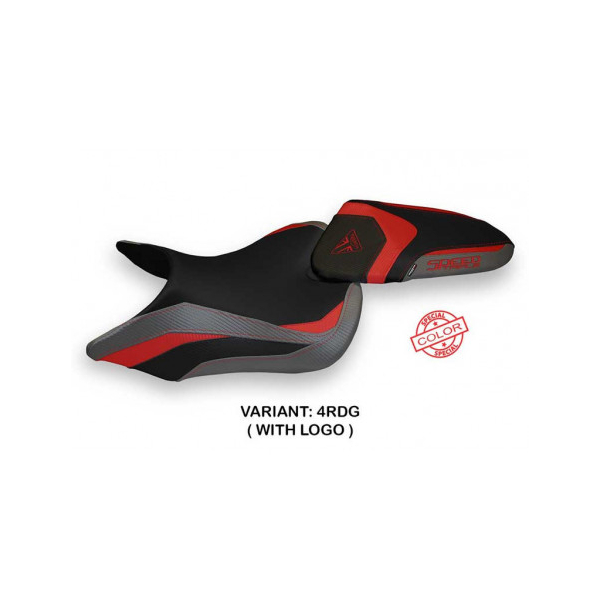 HOUSSE DE SELLE COMPATIBLE TRIUMPH SPEED TRIPLE (16-21) MODÈLE DE SPECIAL COLOR - Logo : AVEC LOGO, Couleur : ROUGE BLANC, Type : STANDARD