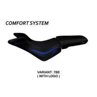 HOUSSE DE SELLE COMPATIBLE TRIUMPH TIGER 800/800 XC (10-20) MODÈLE NOALE - Logo : AVEC LOGO, Couleur : BLEU, Type : CONFORT 