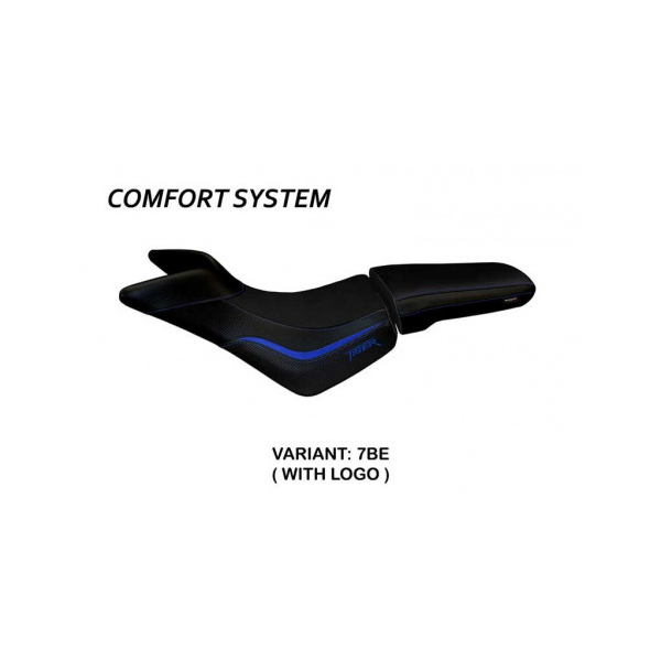 HOUSSE DE SELLE COMPATIBLE TRIUMPH TIGER 800/800 XC (10-20) MODÈLE NOALE - Type : CONFORT, Logo : AVEC LOGO, Couleur : ARGENT