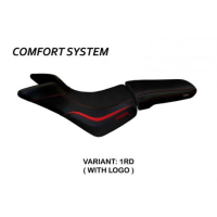 HOUSSE DE SELLE COMPATIBLE TRIUMPH TIGER 800/800 XC (10-20) MODÈLE NOALE - Type : CONFORT, Logo : AVEC LOGO, Couleur : ARGENT