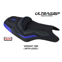 HOUSSE DE SELLE COMPATIBLE YAMAHA T-MAX (08-16) MODÈLE MCN VELVET - Logo : AVEC LOGO, Couleur : BLEU, Type : ULTRAGRIP 