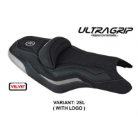 HOUSSE DE SELLE COMPATIBLE YAMAHA T-MAX (08-16) MODÈLE MCN VELVET - Logo : AVEC LOGO, Couleur : ARGENT, Type : ULTRAGRIP