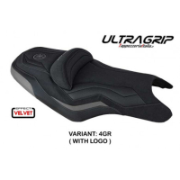 HOUSSE DE SELLE COMPATIBLE YAMAHA T-MAX (08-16) MODÈLE MCN VELVET - Logo : AVEC LOGO, Couleur : BLANC, Type : ULTRAGRIP