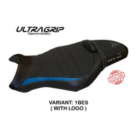 HOUSSE DE SELLE COMPATIBLE YAMAHA MT-10 (17-22) MODÈLE LENO SPECIAL COLOR - Logo : AVEC LOGO, Type : ULTRAGRIP, Couleur : BLEU ARGENT 