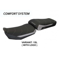 HOUSSE DE SELLE COMPATIBLE YAMAHA TRACER 900 (15-17) MODÈLE RAPALLO 1 - Type : CONFORT, Logo : AVEC LOGO, Couleur : ARGENT