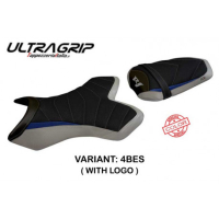 HOUSSE DE SELLE COMPATIBLE  YAMAHA R1 (04-06) MODÈLE TOLONE COLORIS SPÉCIAL 1 - Logo : AVEC LOGO, Couleur : BLEU ARGENT, Type : ULTRAGRIP 
