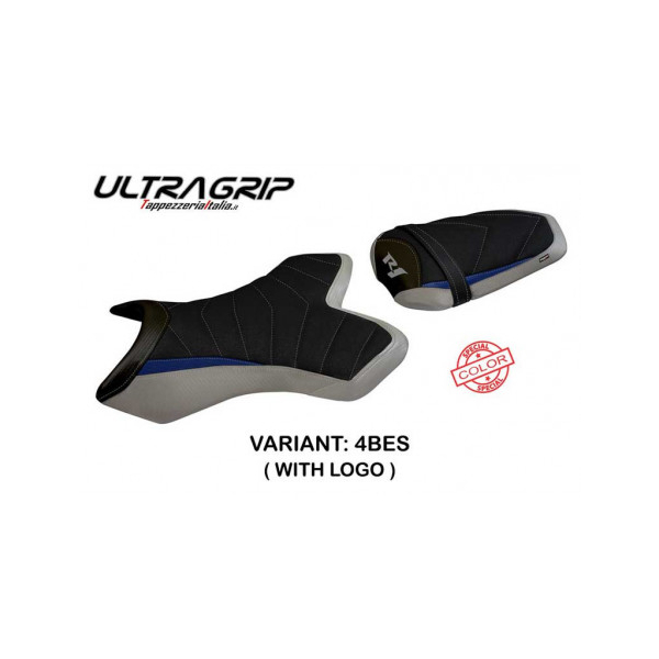 HOUSSE DE SELLE COMPATIBLE  YAMAHA R1 (04-06) MODÈLE TOLONE COLORIS SPÉCIAL 1 - Logo : AVEC LOGO, Type : ULTRAGRIP, Couleur : ROUGE BLANC