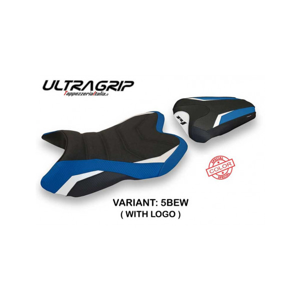 HOUSSE DE SELLE COMPATIBLE YAMAHA R1 (07-08) MODÈLE HABAY SPECIAL COLOR - Logo : AVEC LOGO, Couleur : BLEU BLANC, Type : ULTRAGRIP
