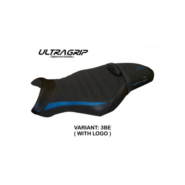HOUSSE DE SELLE COMPATIBLE  YAMAHA MT-10 (17-22) MODÈLE LENO 1 - Couleur : BLEU, Logo : AVEC LOGO, Type : ULTRAGRIP