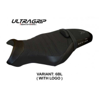 HOUSSE DE SELLE COMPATIBLE  YAMAHA MT-10 (17-22) MODÈLE LENO 1 - Logo : AVEC LOGO, Couleur : ARGENT, Type : ULTRAGRIP