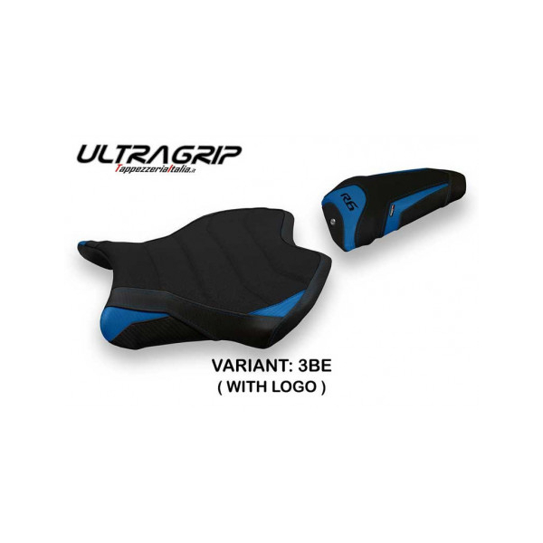 HOUSSE DE SELLE COMPATIBLE  YAMAHA R6 (17-22) MODÈLE HELSINKI 1 - Logo : AVEC LOGO, Couleur : BLEU, Type : ULTRAGRIP