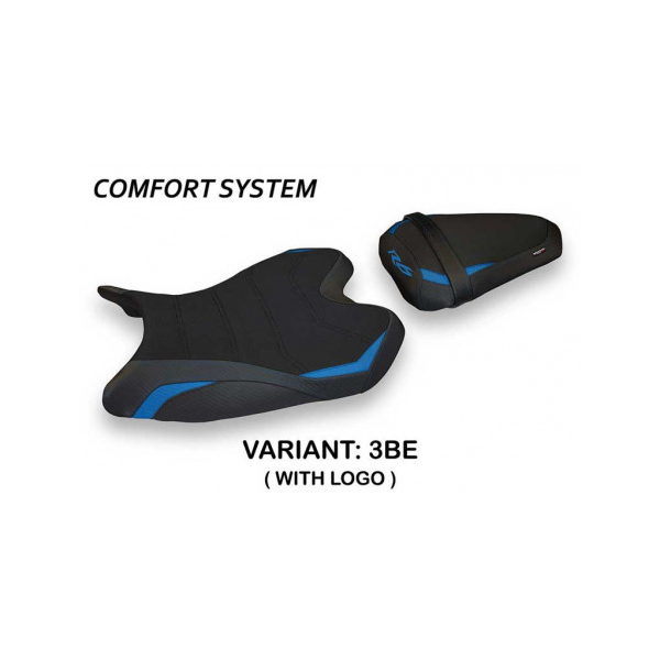 HOUSSE DE SELLE COMPATIBLE YAMAHA R6 (08-16) MODÈLE PASSAVIA 1 - Couleur : BLEU, Type : CONFORT, Logo : AVEC LOGO