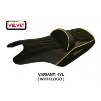 HOUSSE DE SELLE COMPATIBLE YAMAHA T-MAX (08-16) MODÈLE ALOI 1 VELVET - Couleur : VERT, Type : STANDARD, Logo : AVEC LOGO