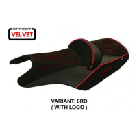 HOUSSE DE SELLE COMPATIBLE YAMAHA T-MAX (08-16) MODÈLE ALOI 1 VELVET - Logo : AVEC LOGO, Couleur : BLANC, Type : STANDARD